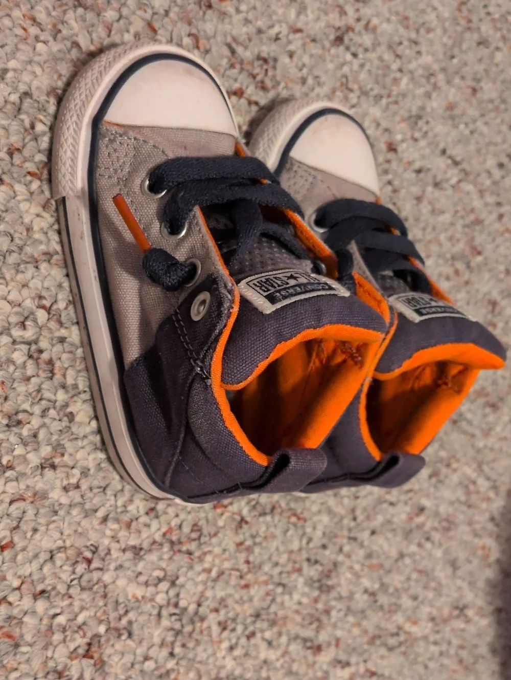Converse Kids High-Top Sneakers in Gray and Orange